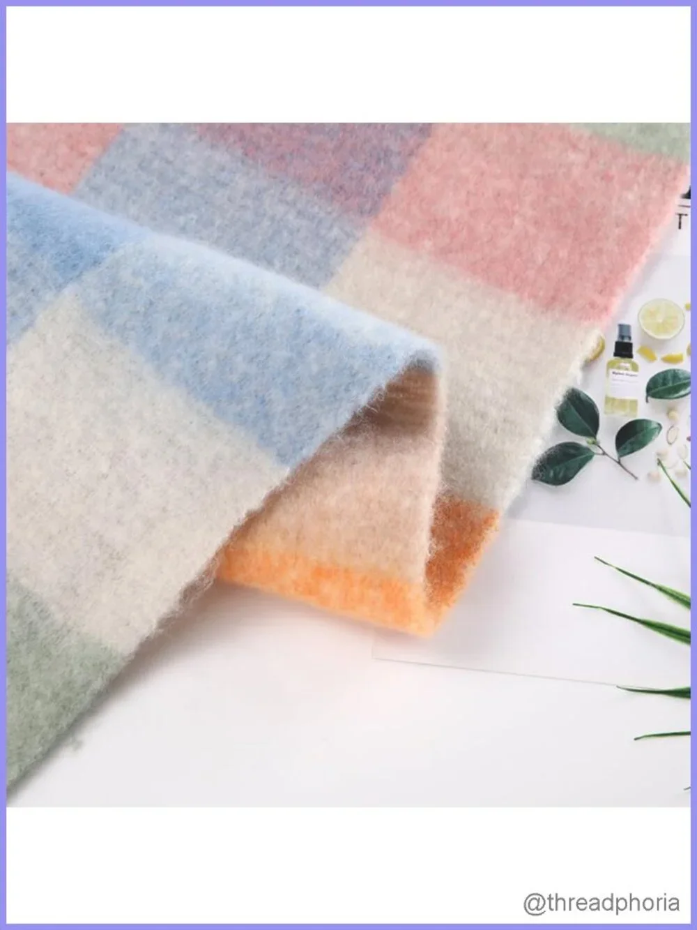 Chunky Knit Plaid Scarf for Women Oversized Cold Weather Wrap Shawl